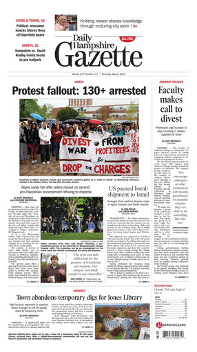 Current front page for Daily Hampshire Gazette